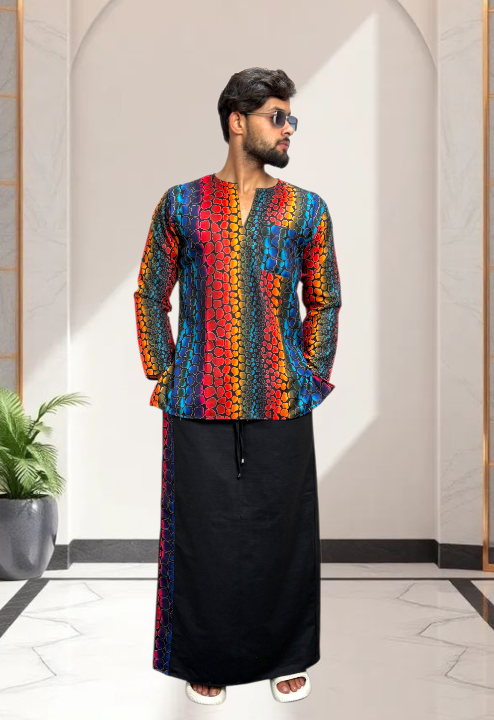 Men’s Abstract Printed Straight Kurta