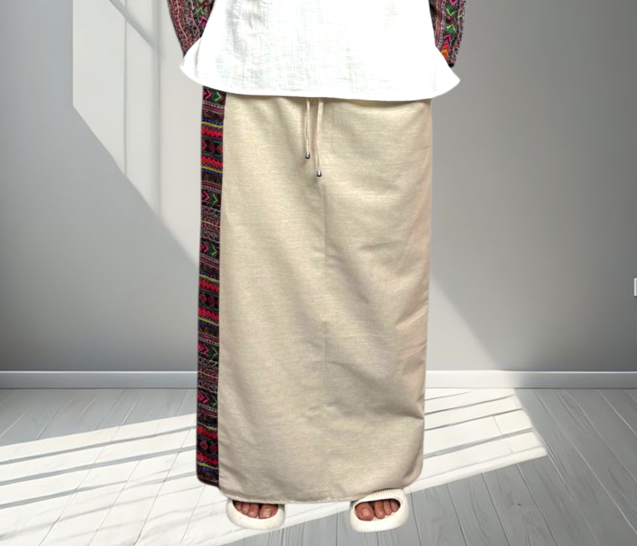 Men's White Ethnic Fusion Kurta