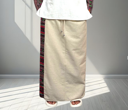 Men Beige Color With Refined Border Pajamalungi