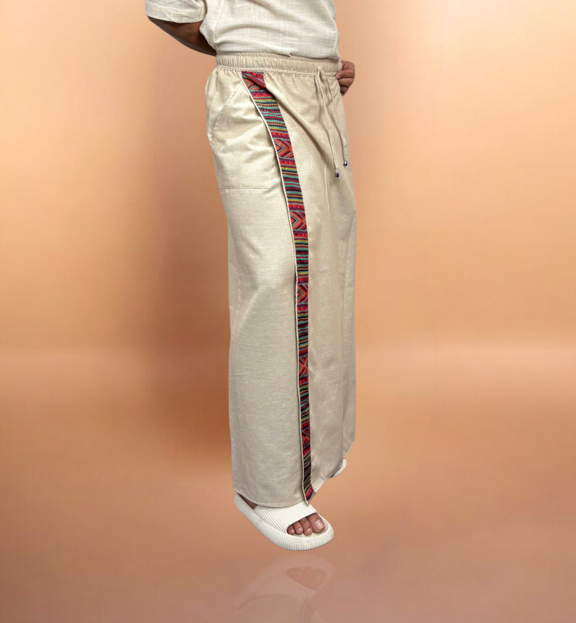 Men Beige Color  With Timeless Stripe Pajamalungi