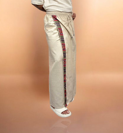 Men Beige Color  With Timeless Stripe Pajamalungi