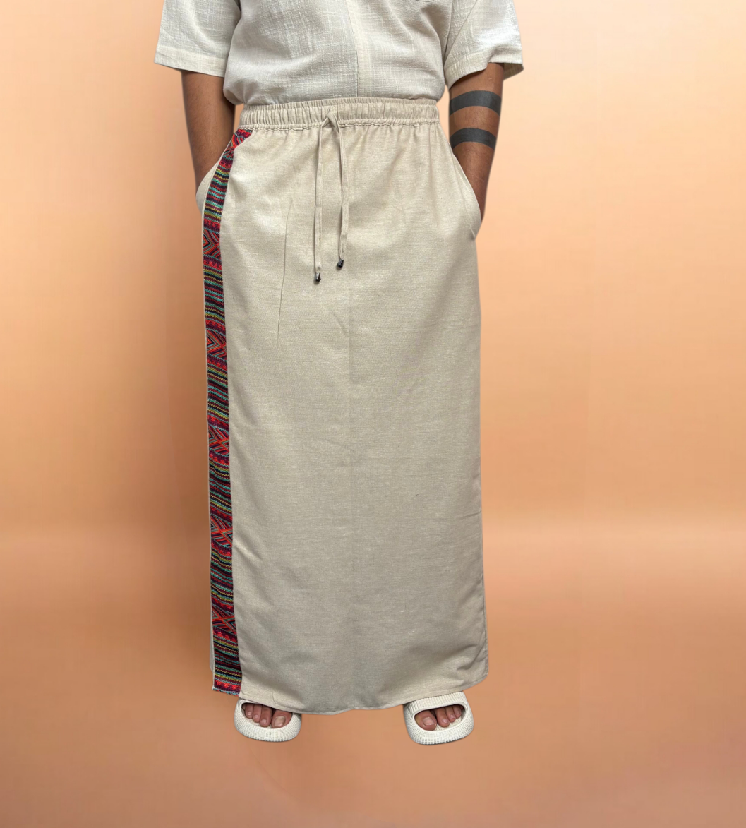 Men Beige Color  With Timeless Stripe Pajamalungi