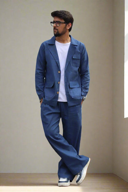 Denim Color Cotton Blazer