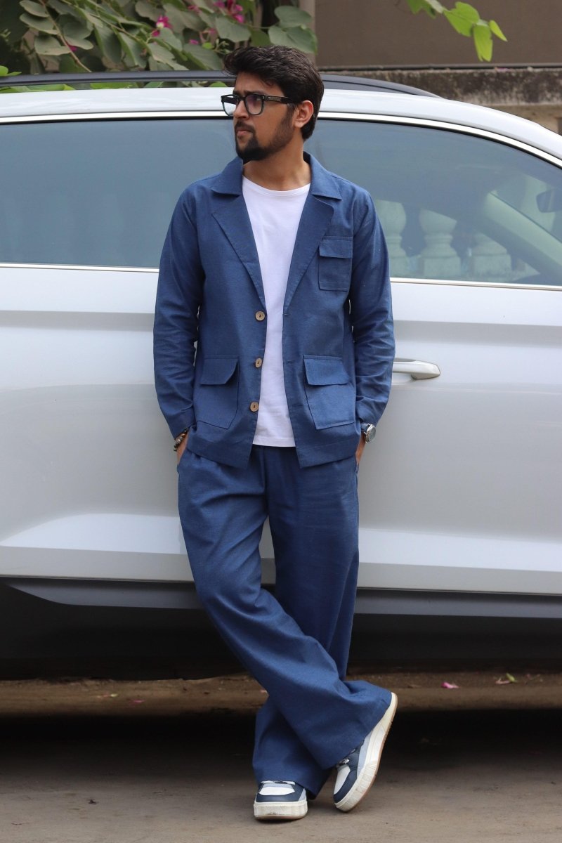 Denim Color Cotton Pajama - Nirmal Online