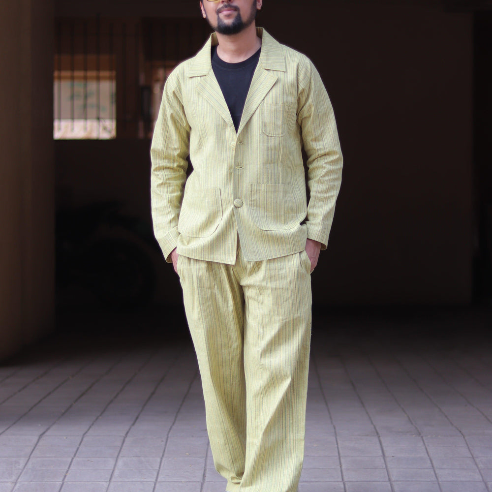 Yellow Stripe Cotton Blazer