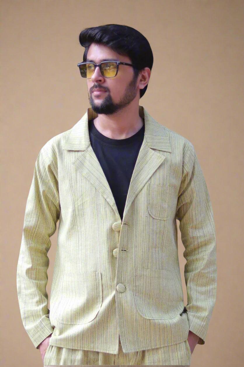 Yellow Stripe Cotton Blazer
