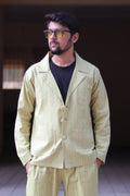 Yellow Stripe Cotton Blazer - Nirmal Online