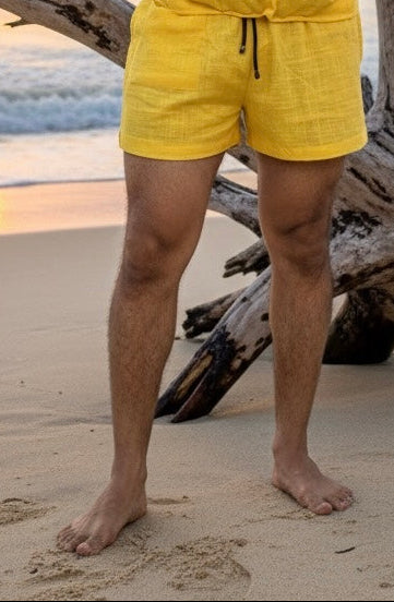 Yellow Sleeveless Beach Hoodie for Men – Limited Edition
