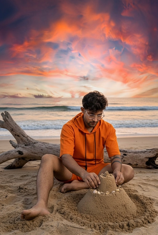 
                      
                        Bright Orange Beach Hoodie Co-ord Set for Men – Limited Edition
                      
                    