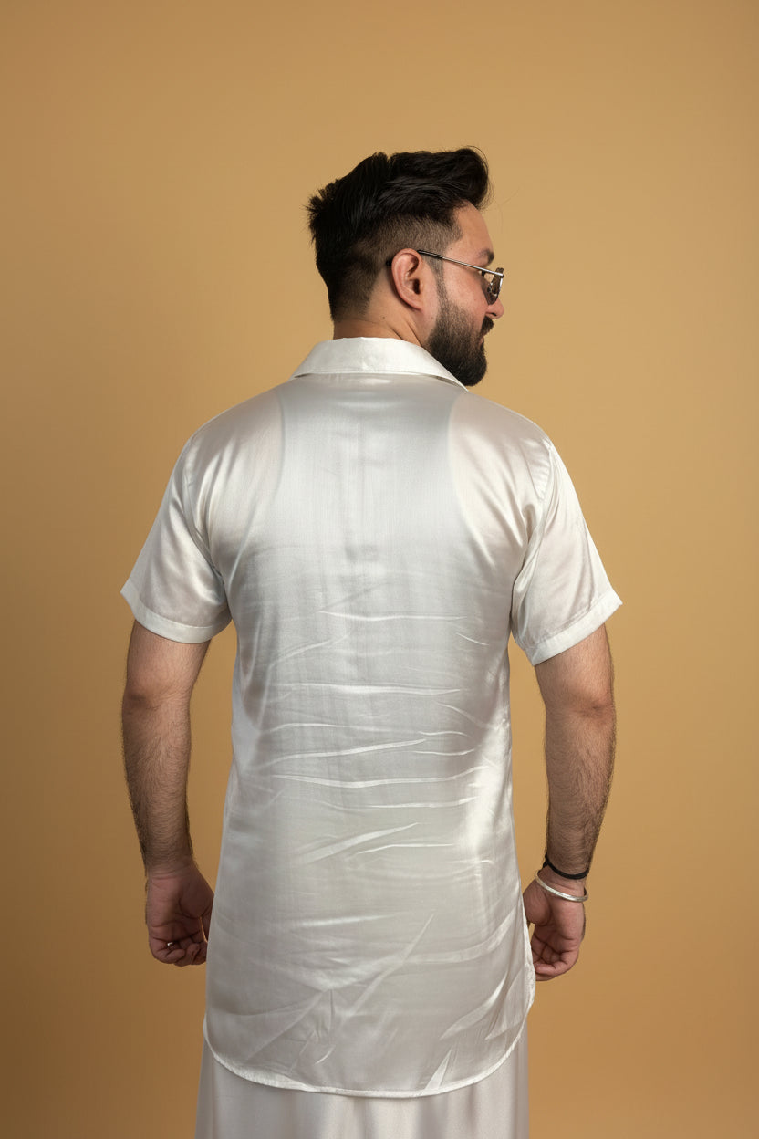 Men White Color Collar Kurta