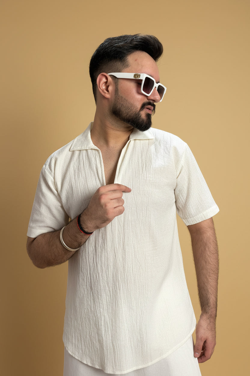 Men Ivory Colour Marina Chiffon Kurta Shirt
