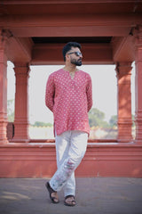 Gulaabi Nazm Kurta Pajama Set
