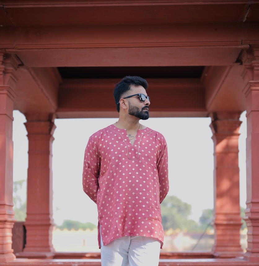 
                      
                        Pink Viscose Russian jacquard Kurta
                      
                    