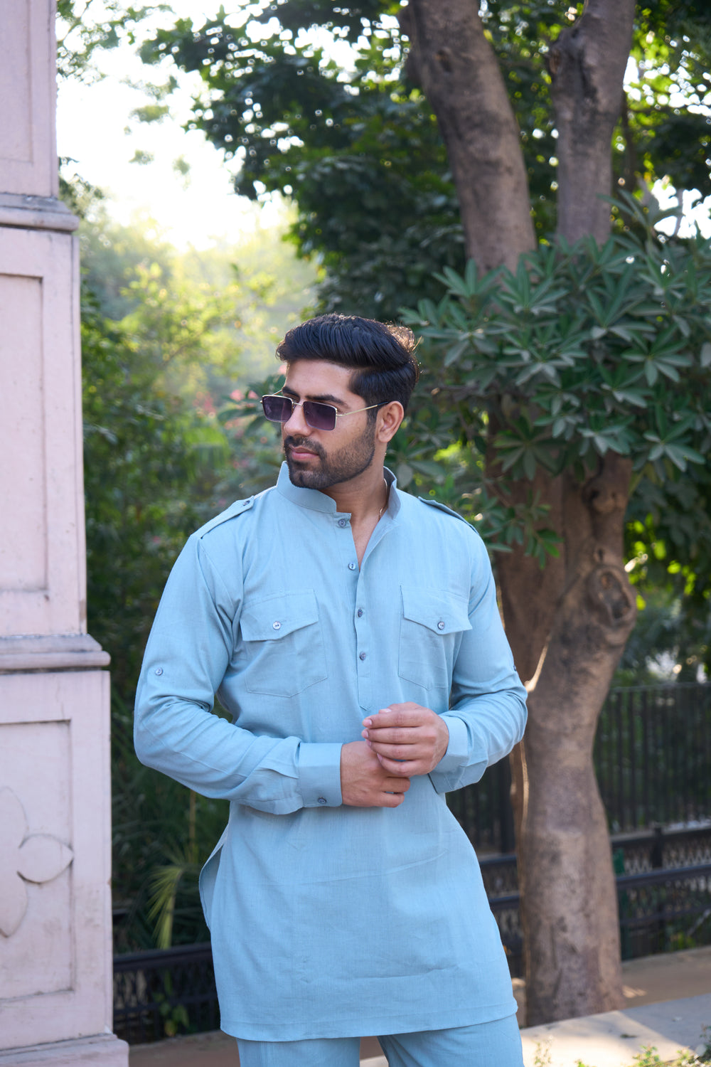 Light Blue Cotton Lining Kurta