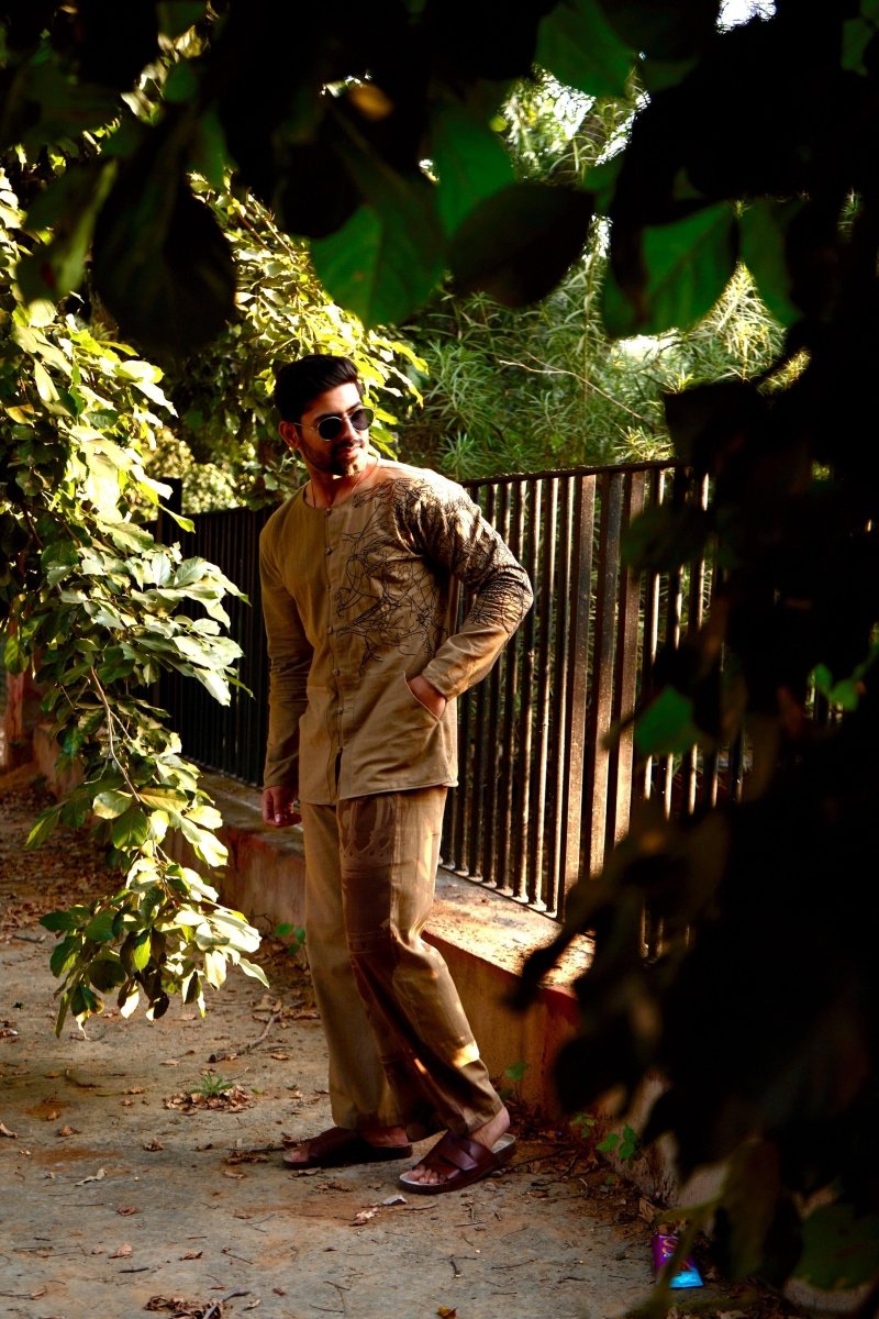 Brown Royal Cotton Pajama - Nirmal Online