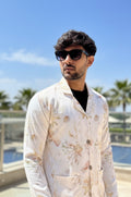 Cream floral blazer for men – elegant evening wear