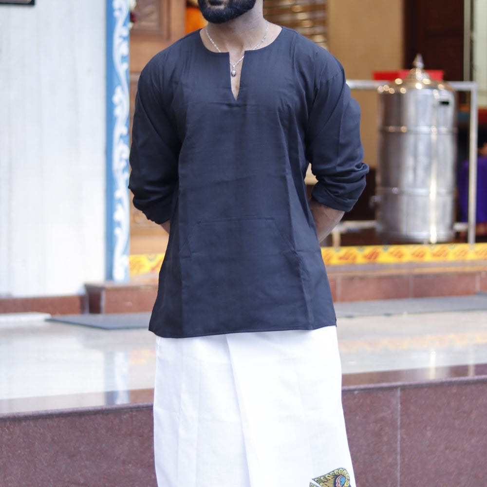 
                      
                        White Pajama Lungi Kurta Set
                      
                    