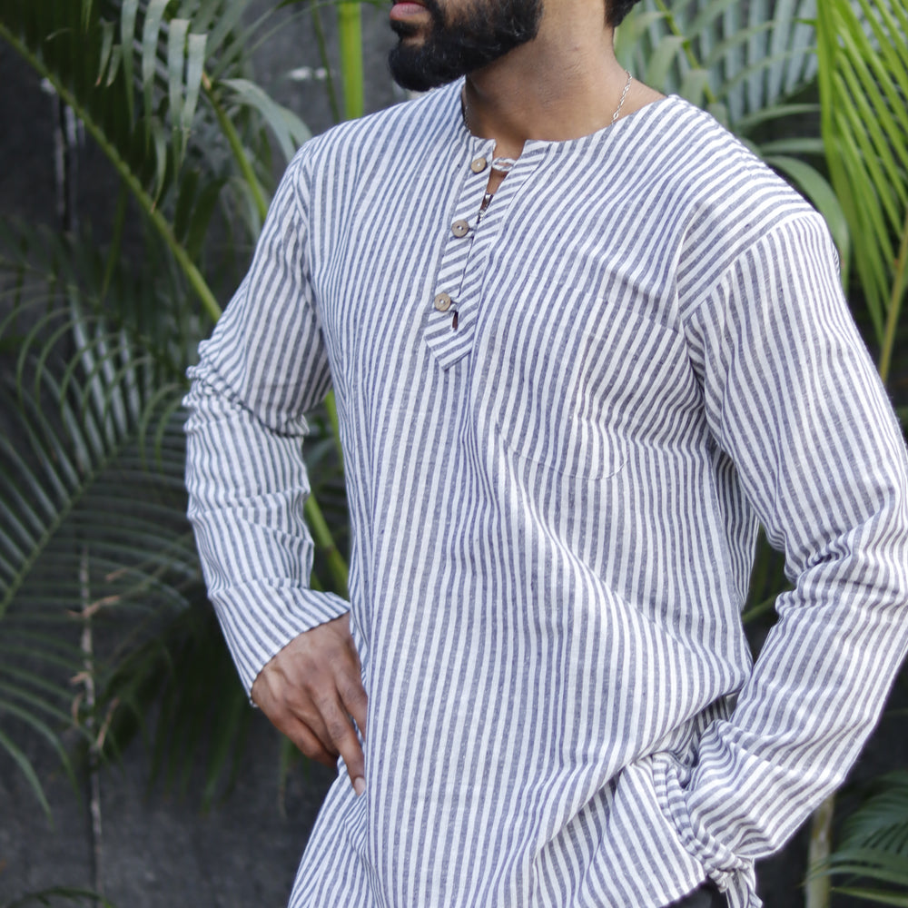 
                      
                        Black&White Stripe Kurta And Black Pajama Lungi Set
                      
                    