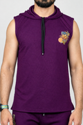 Men’s  Purple Graphic Print Sleeveless Hoodie