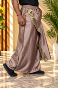 Men Mouse Colour Pajamalungi With Copper Zari Stripe Panel