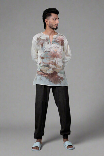 Lotus Flower Printed Kurta