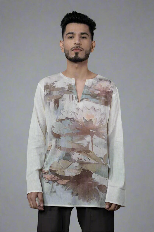 Lotus Flower Printed Kurta