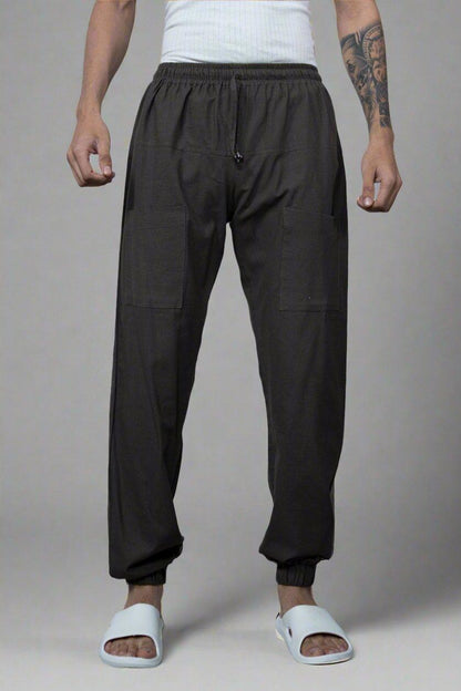 Plain Brown Cotton Jogger Pajama