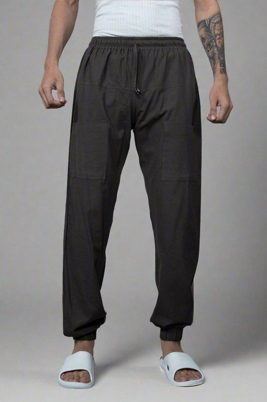 Plain Brown Cotton Jogger Pajama