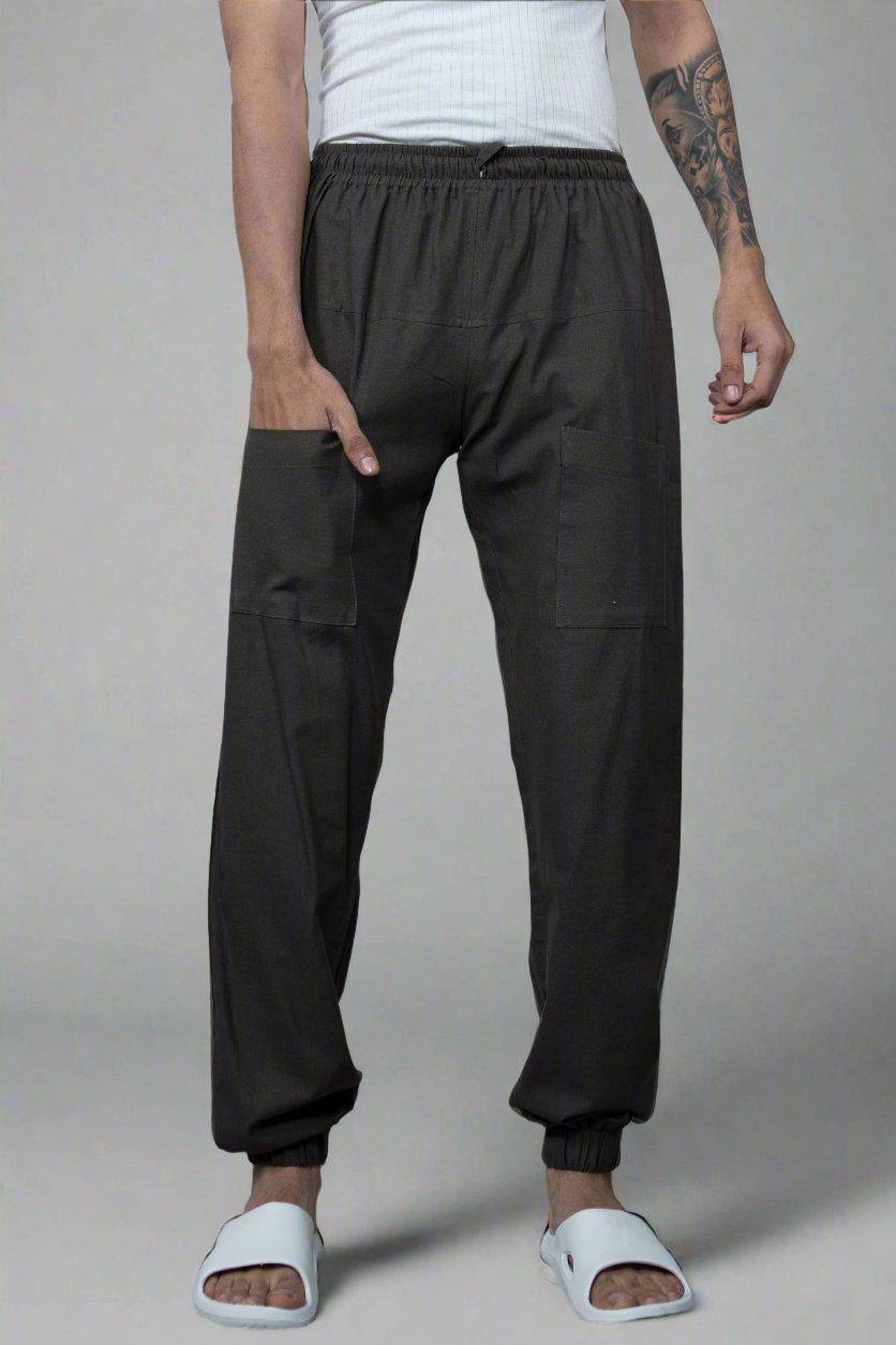Plain Brown Cotton Jogger Pajama - Nirmal Online