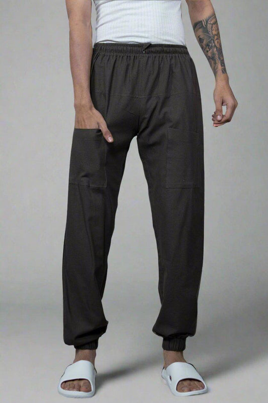 Plain Brown Cotton Jogger Pajama