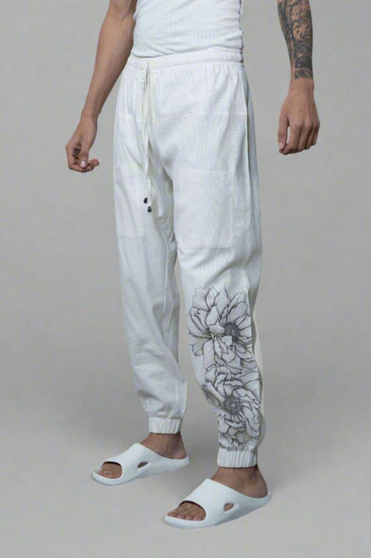 Flower Printed Cotton Jogger Pajama