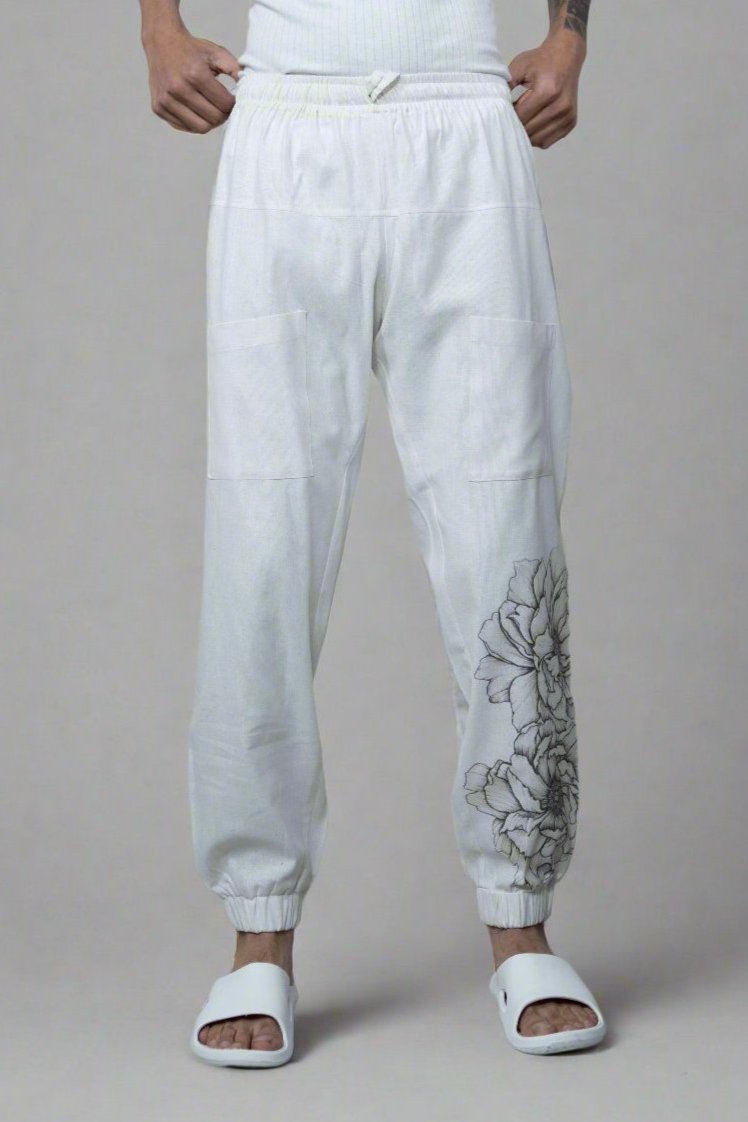 Flower Printed Cotton Jogger Pajama