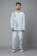 Flower Printed Cotton Kurta & Pajama Set