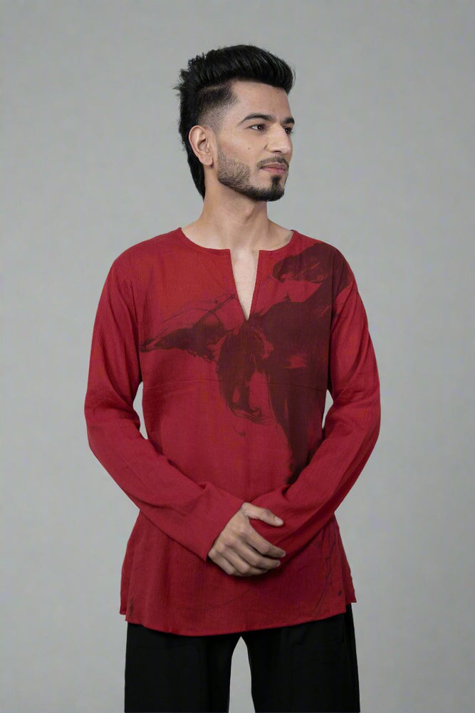 
                      
                        Red Printed Cotton Kurta
                      
                    