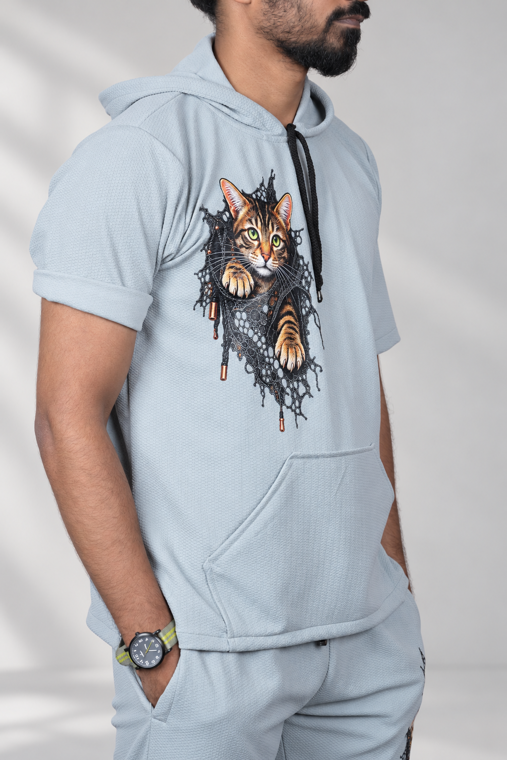 Men's Printed Short Sleeve Hoodie