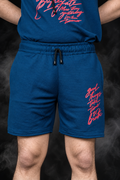 Men’s Blue Graphic Print Knitted Shorts