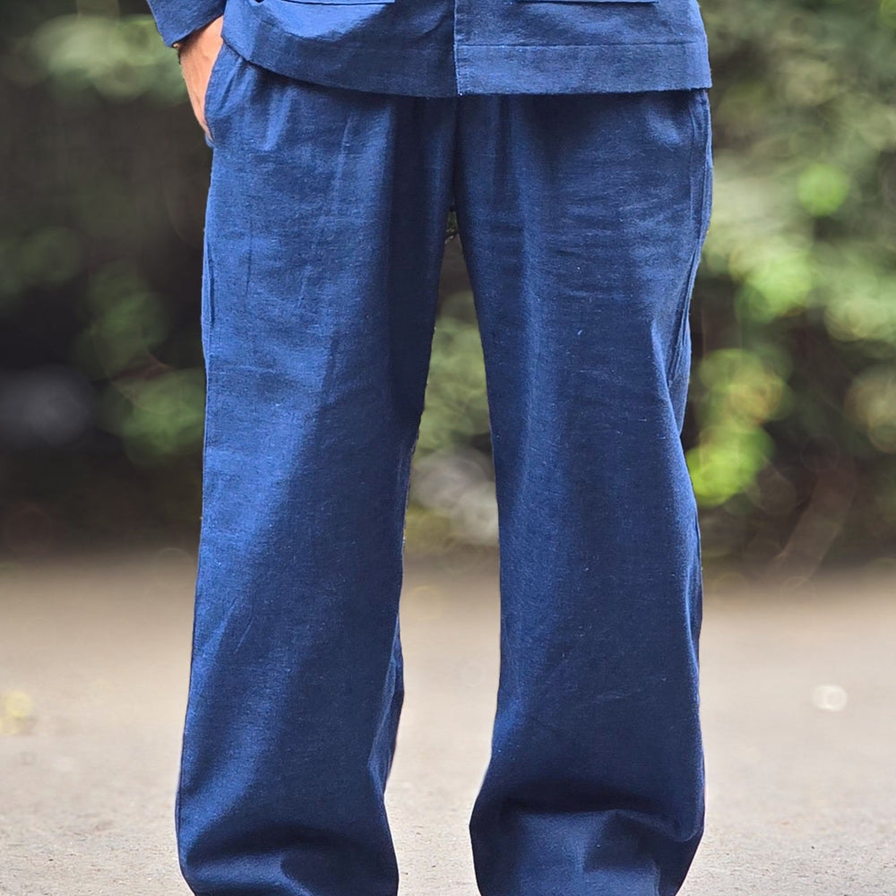 
                      
                        Denim Color Cotton Blazer and Pajama Set
                      
                    