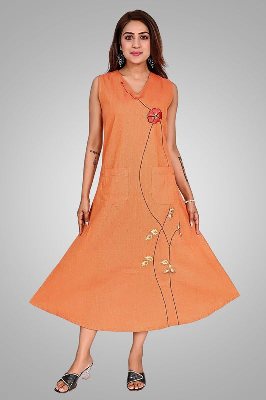 Orange Sunlit Blossom Dress