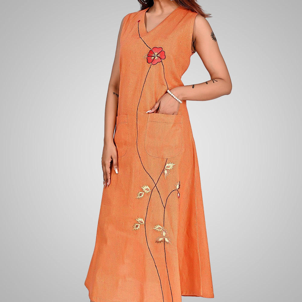 Orange Sunlit Blossom Dress