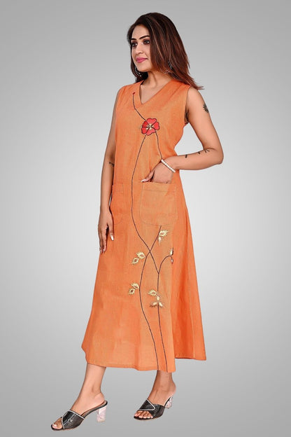 Orange Sunlit Blossom Dress