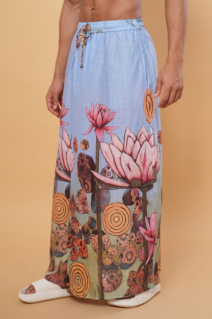 Pink Lotus Printed Pajamalungi