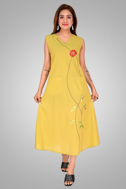 Lemon Green Sunlit Blossom Dress