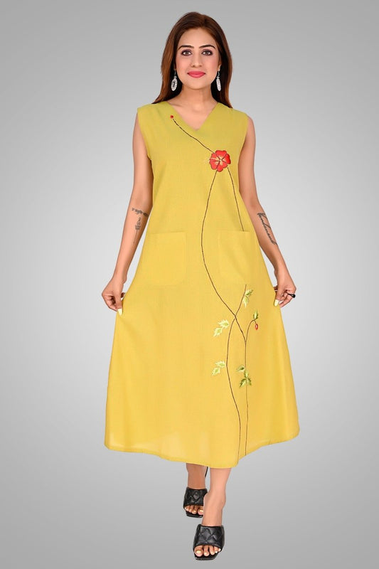 Lemon Green Sunlit Blossom Dress