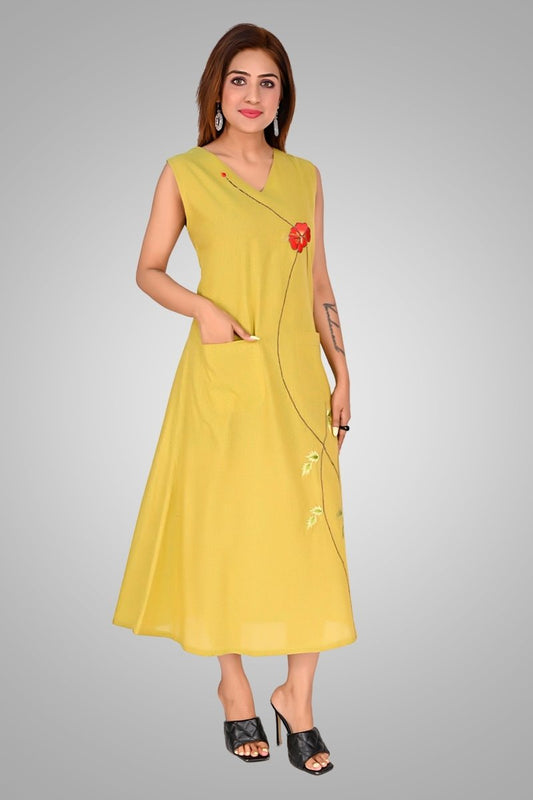 Lemon Green Sunlit Blossom Dress