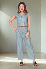 Blue Striped Serenity Set