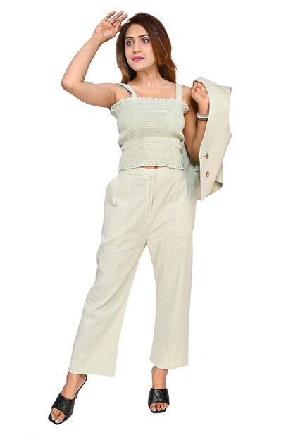 Off-White  Striped Sleeveless Co-Ord Set