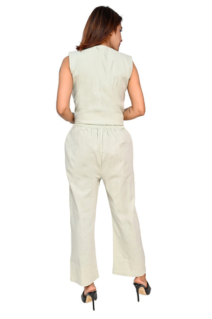 Off-White  Striped Sleeveless Co-Ord Set