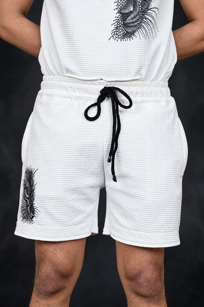 Men’s White Textured Shorts