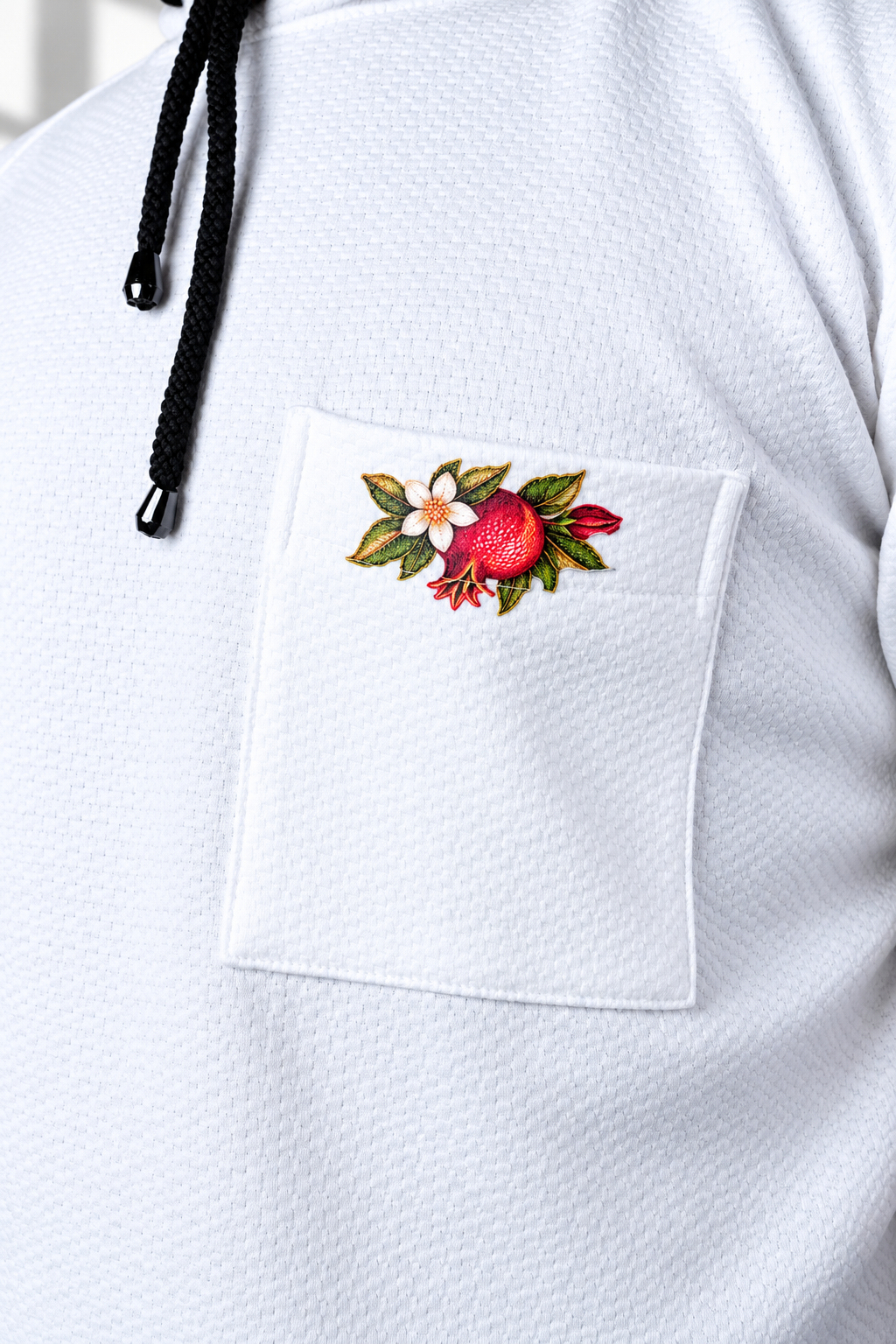 Men’s White Pomegranate Graphic Print Hoodie