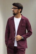 Wine Cotton Blazer - Nirmal Online
